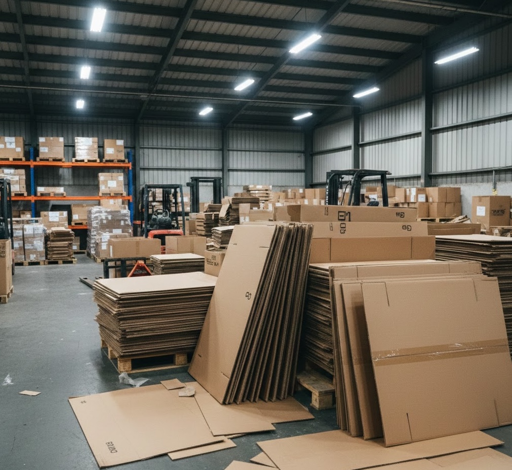 Warehouse inventory — corrugated boxes and sheets